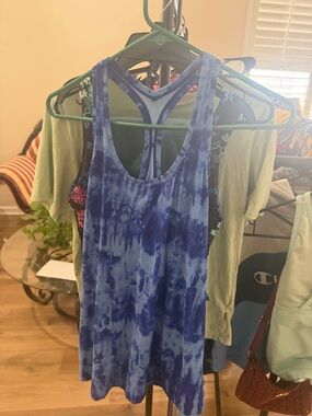 lululemon athletica Blue Tie-Dye Racerback Tank Top